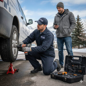 Trusted On-Demand Mobile Mechanic repair Calgary fixing a vehicle.