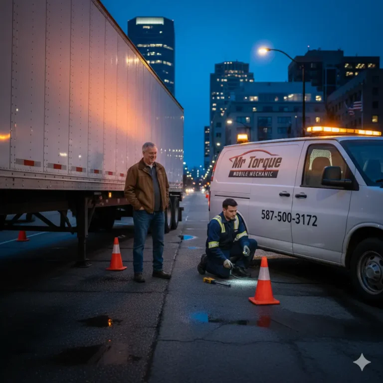 Reliable mobile Truck repair Calgary service van by Mr. Torque.