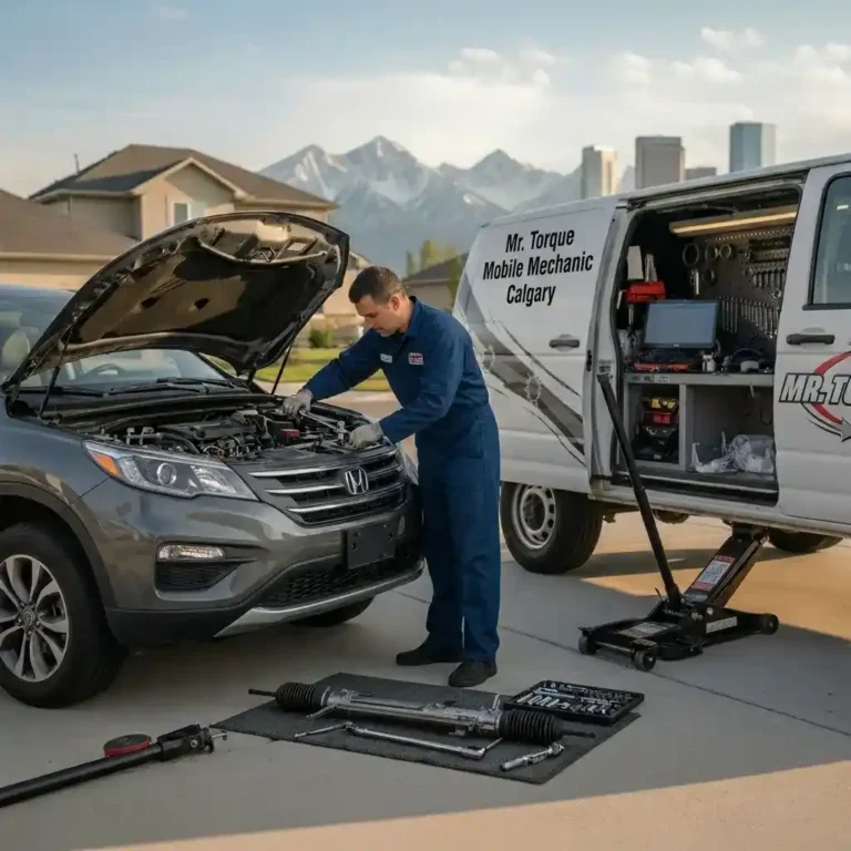 Mr. Torque mobile mechanic Calgary repairing a car on-site