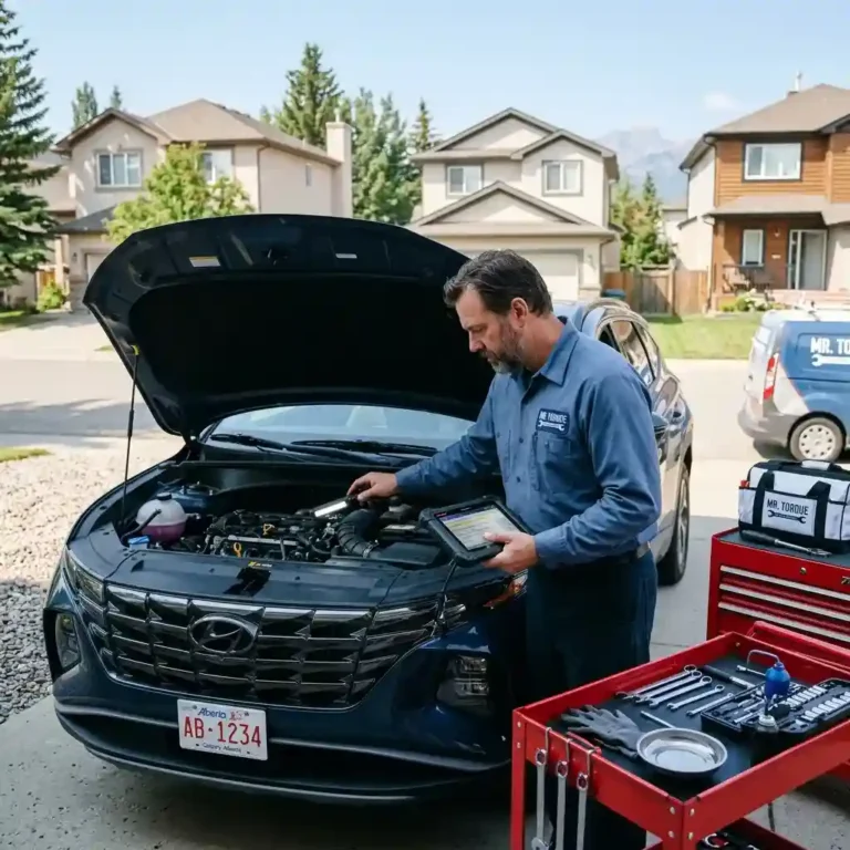 Calgary Mobile Mechanic inspecting a vehicle for costly car problems